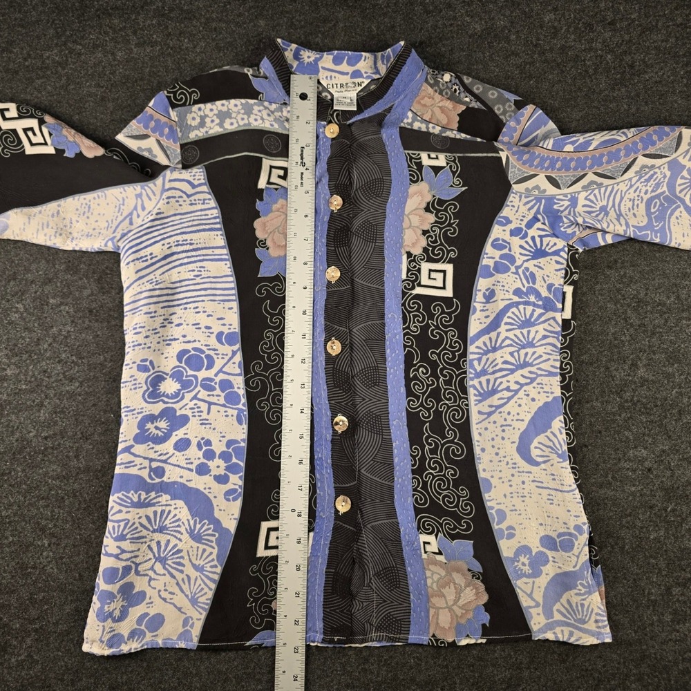 Citron Santa Monica Womens M Asian Inspired Print Button Up Blouse Shirt - Picture 6 of 15